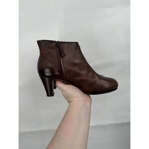 Henry Cuir Boots Women 36/5.5 Brown Ankle Booties 100% Leather Boho Western